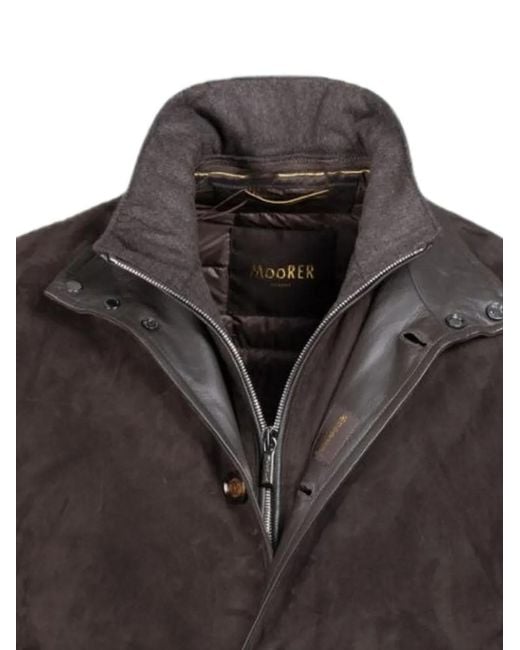 Moorer Gray Janos-Ur Suede Layered-Effect Jacket for men