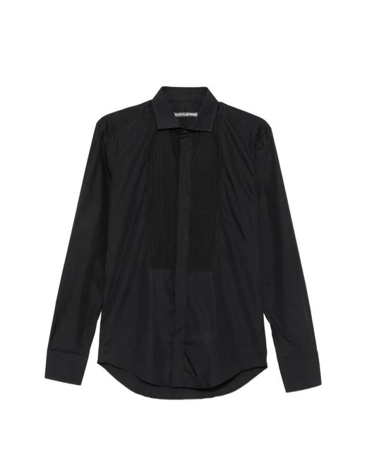 Brian Dales Black Pleated Bib-Front Shirt for men