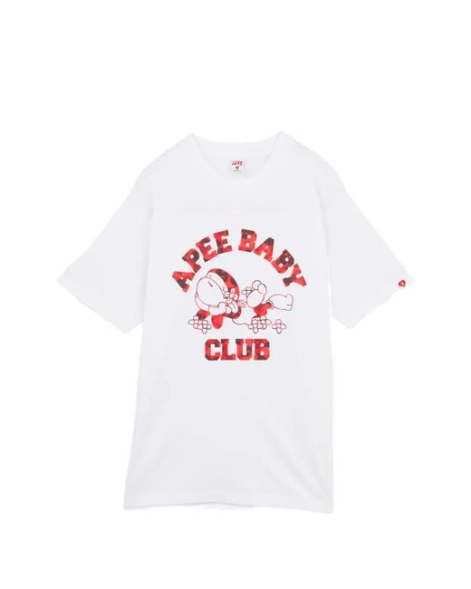 AAPE BY A BATHING AP White Apee Baby Club Printed T-Shirt