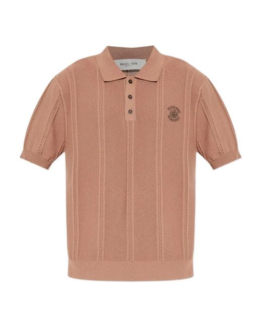 Golden Goose Deluxe Brand Pink Cable-Knit Polo Shirt for men
