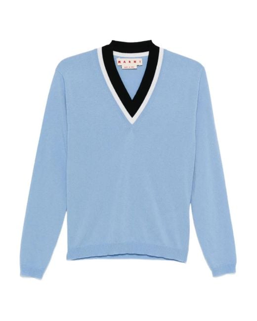 Marni Sweater Met V-Hals in het Blue
