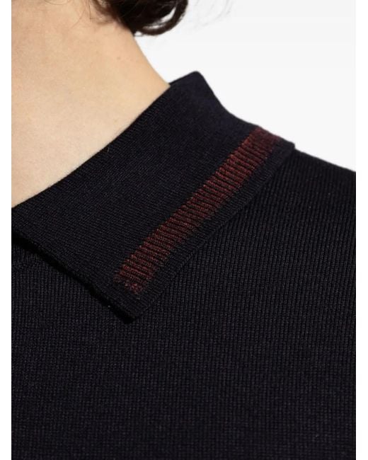 Paul Smith Blue High Neck Polo With Zip for men