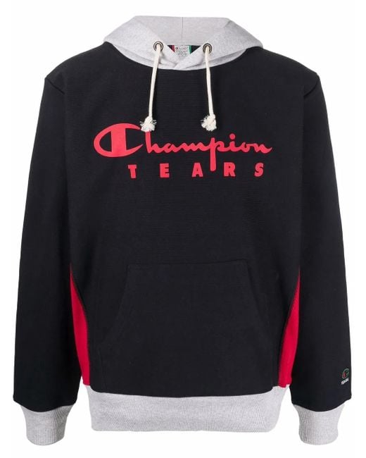 Champion Black Logo Print Hoodie for men