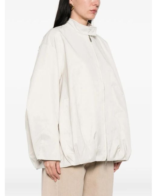 LA PISCINE White Zip Bomber Jacket