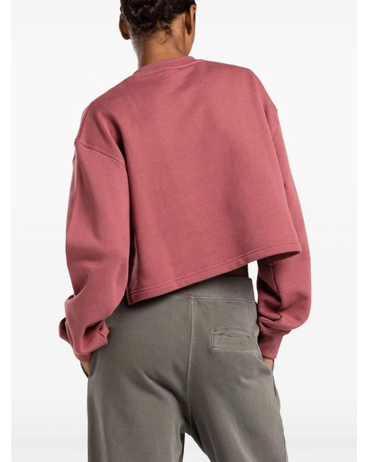 Reebok Red Logo-Embroidery Cropped Sweatshirt