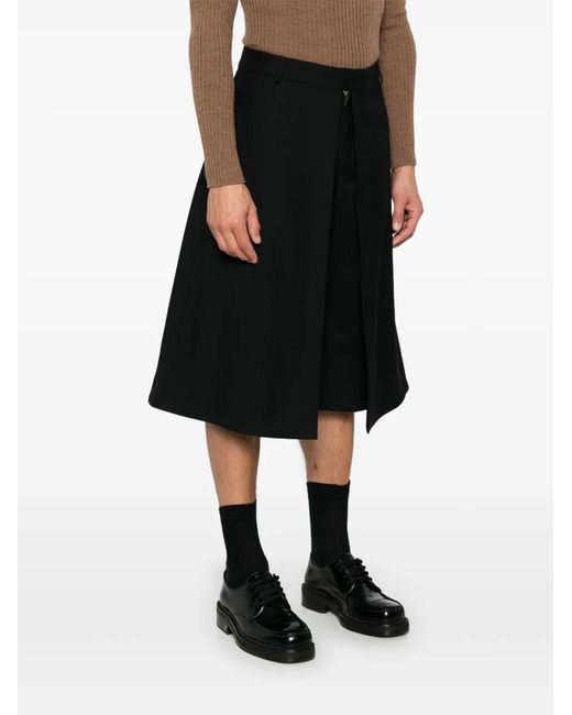 AMI Black Panel-Detail Shorts for men