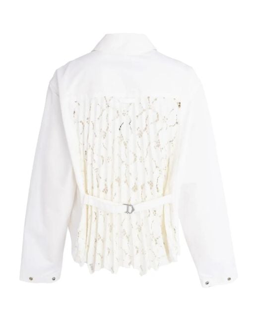 Jonathan Simkhai White Zip-Front Lace-Insert Jacket
