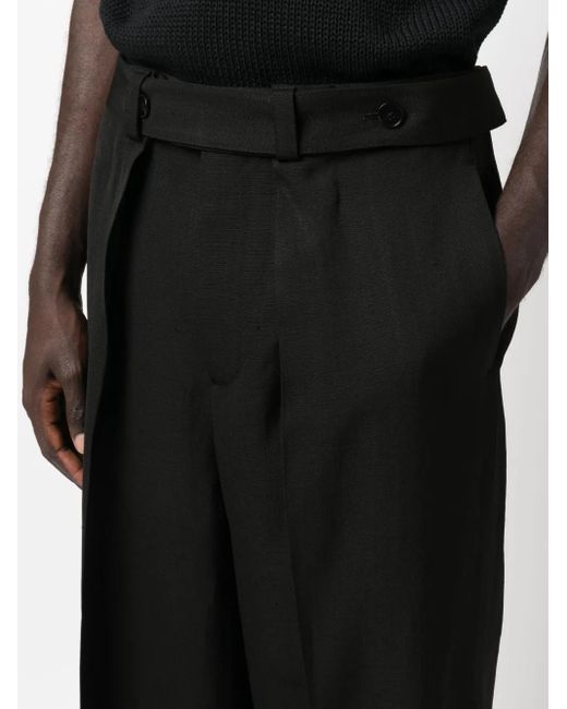 Jil Sander Black Pleated Wide-Leg Trousers for men