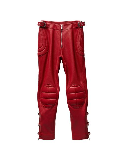 Versace Red Nappa Biker Trousers