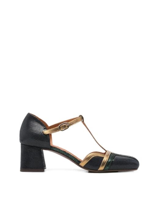 Chie Mihara White Volai Lizard-Effect T-Bar Heeled Pumps