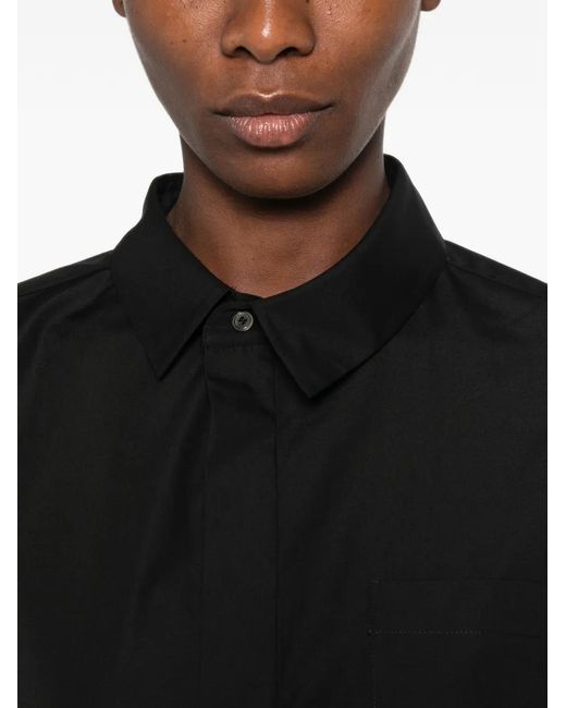 Sacai Black Pleated-Panel Long-Sleeve Shirt