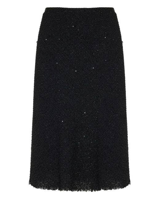 Jupe Mi-Longue À Sequins Miu Miu en coloris Black