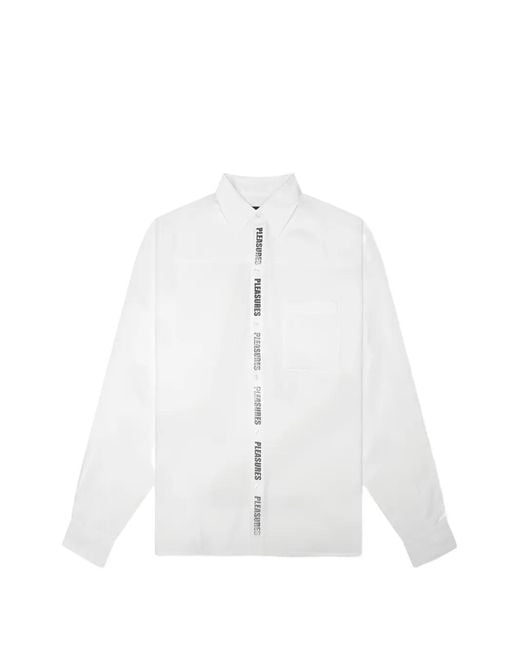 Pleasures White Impact Logo-Print Shirt for men