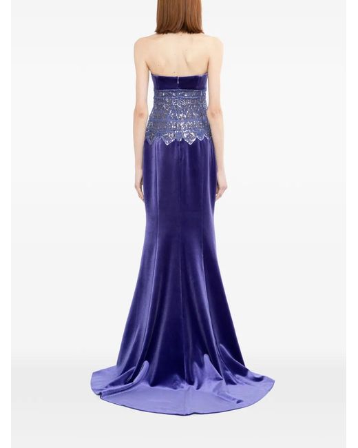 Saiid Kobeisy Purple Strapless Dress With Embroidered Detailing
