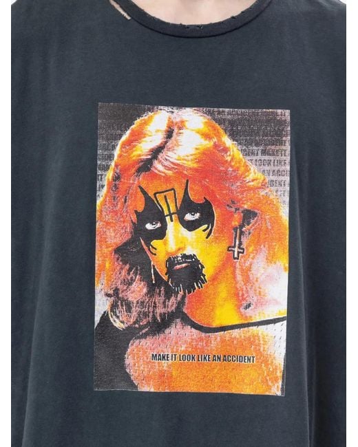 Marking Distance Gray Graphic-Print Distressed T-Shirt for men