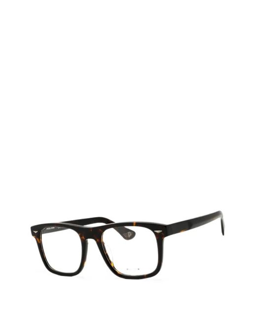 Police Black Tortoiseshell-Effect Rectangle-Frame Glasses for men
