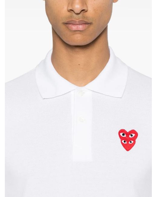 COMME DES GARÇONS PLAY White Heart-Patch Polo Shirt for men
