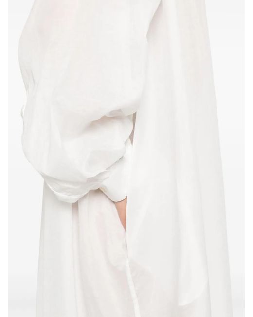Thelatest White Mittellanges Hemdkleid