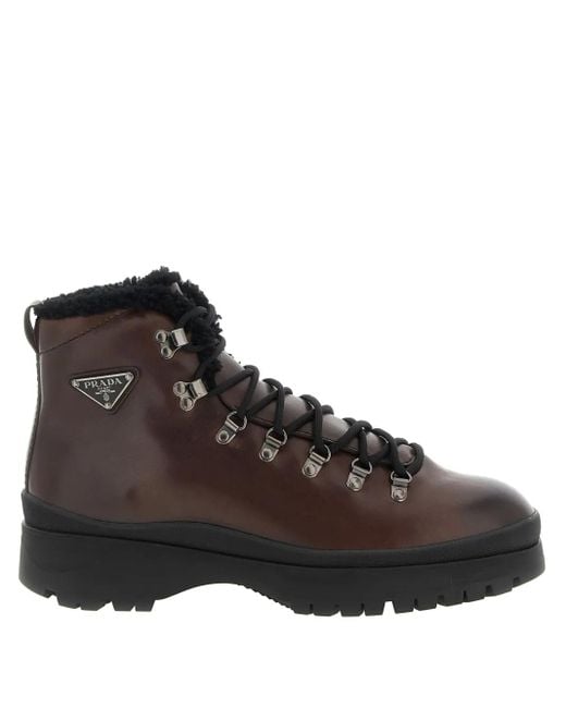 Bottines Brixen 40 Mm À Plaque Logo Prada pour homme en coloris Brown