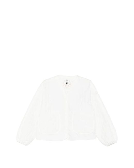Save The Duck White Quilted-Pattern Jacket