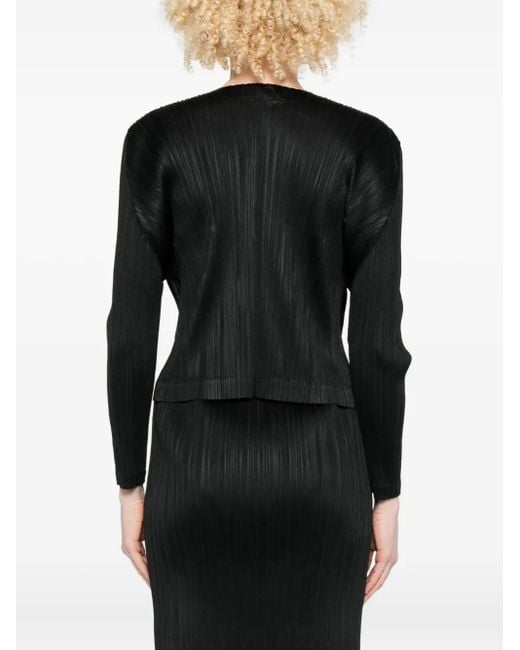 Pleats Please Issey Miyake Black Geknöpfte Jacke Mit Falten