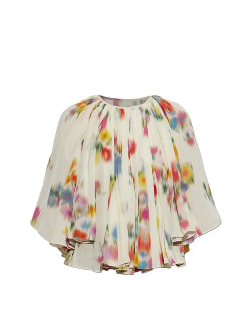 Isabel Marant White Lara Floral-Print Pleated Top