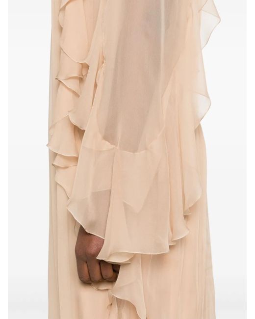 Alberta Ferretti ラッフル マキシドレス Natural