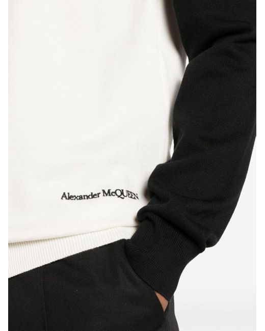 Alexander McQueen Black Logo-embroidered Cotton-blend Jumper for men