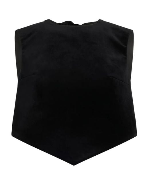 Patou Black Bow-Detail Sleeveless Top