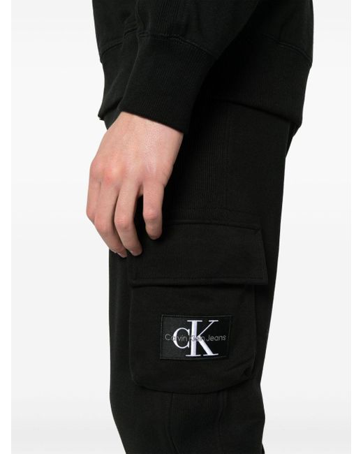 Calvin Klein Black Logo-patch Cotton Track-pants for men