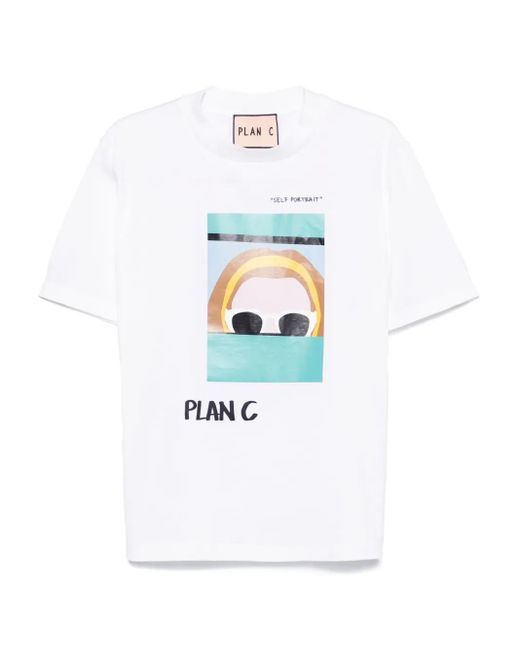 Plan C White Self Portrait-Print T-Shirt