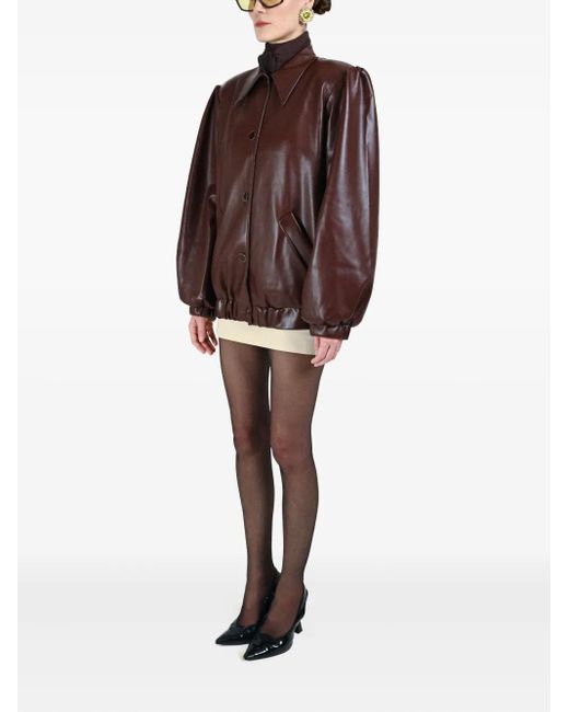 ROWEN ROSE Brown Button-Fastening Collar-Pointed Jacket