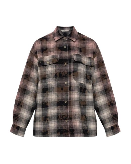 Palm Angels Brown Checked Pattern Shirt