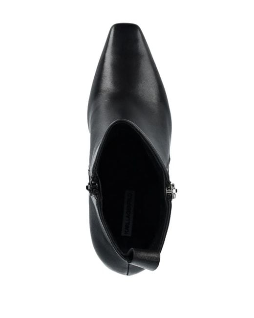 Karl Lagerfeld Black Leather Ankle Boots