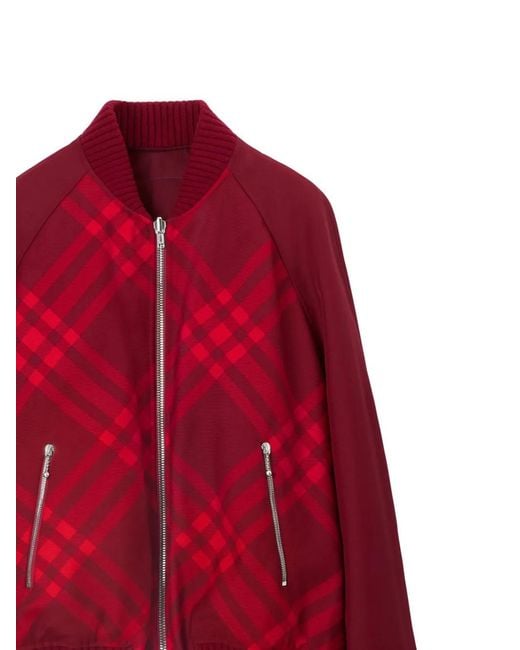Burberry Red Check Reversible Bomber Jacket for men