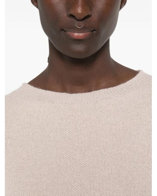 Fabiana Filippi Natural Fine-Knit Three-Quarter Sleeve Sweater