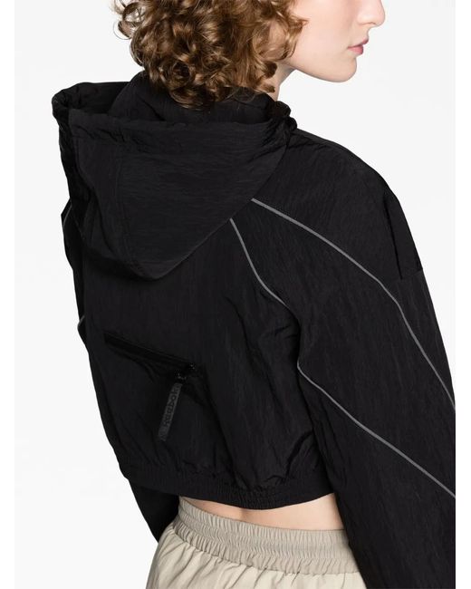 Reebok Black Hooded Cropped Track Jacket