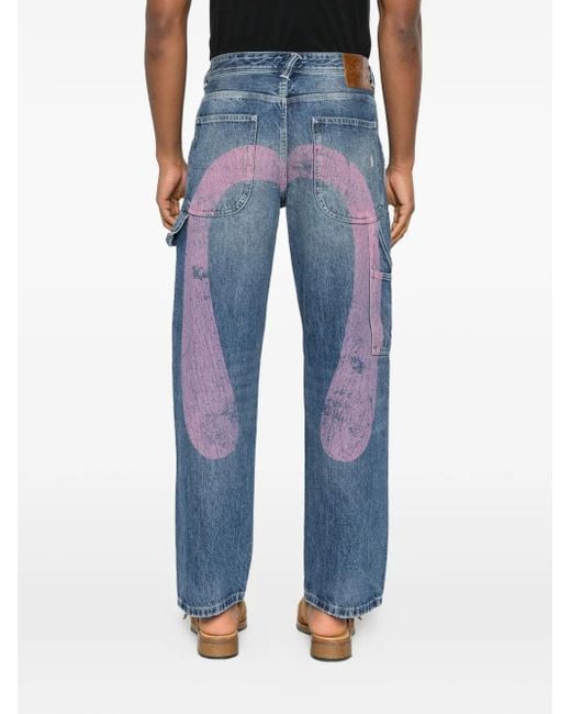 Evisu Blue Distressed Jeans for men