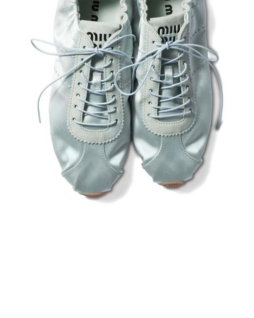 Miu Miu White Plume Satin Sneakers