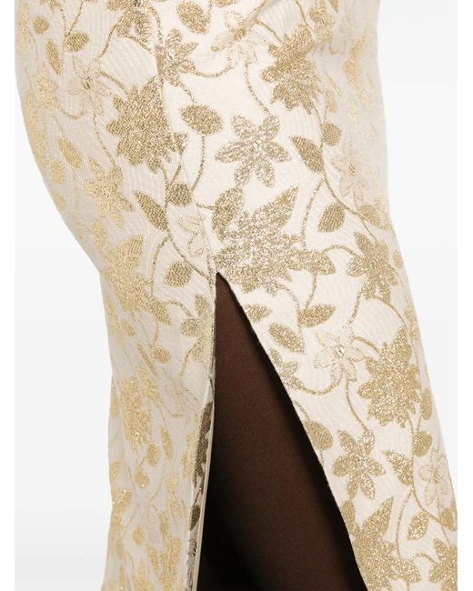 Saint Laurent Natural Brocade Midi Skirt