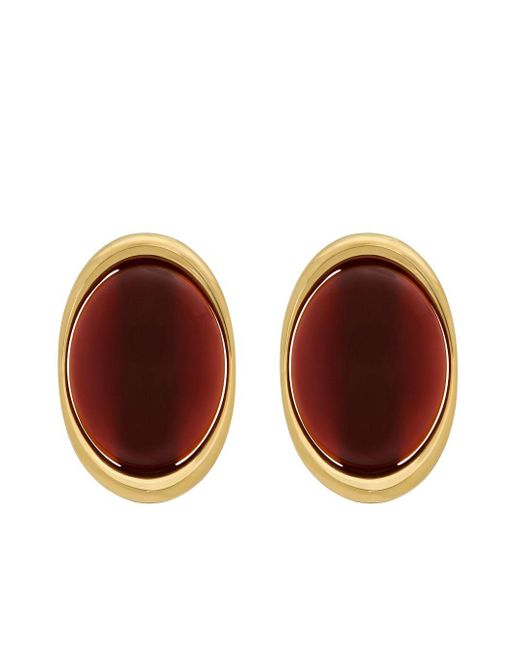 Saint Laurent Brown Oval Cabochon Earrings