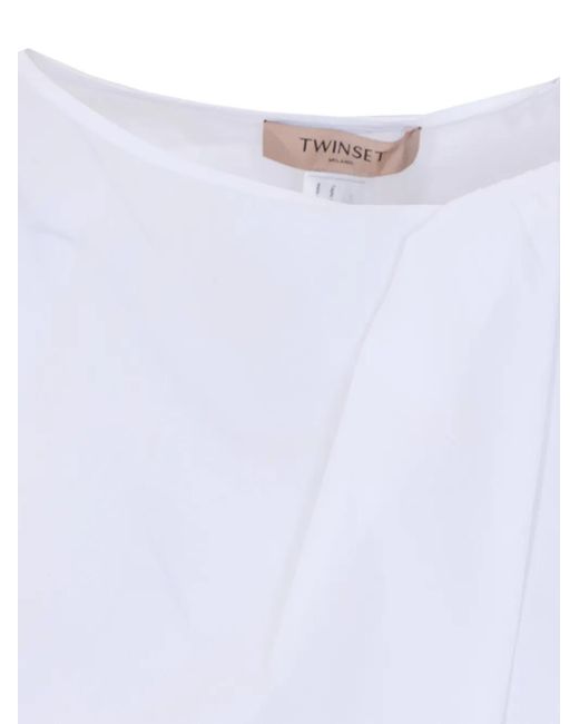 Twinset White Draped Sleeveless Top