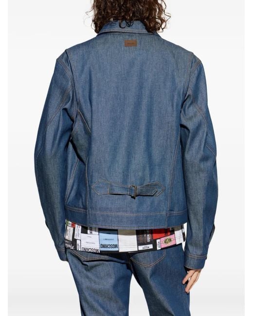 Moschino Blue Contrast-Stitch Denim Jacket for men