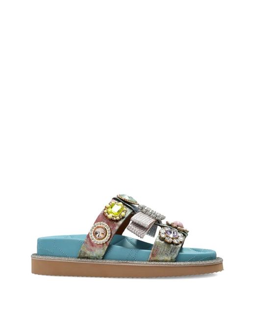 Kurt Geiger Blue Ornate Orson Jewel-Embellished Sandals