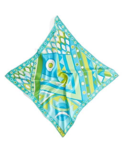 Emilio Pucci Vivara プリント シルクスカーフ Blue