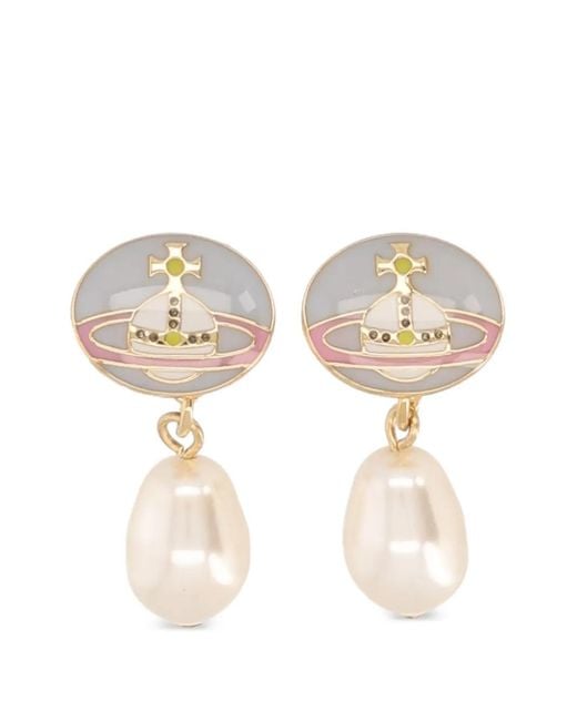 Vivienne Westwood White Loelia Drop Earrings