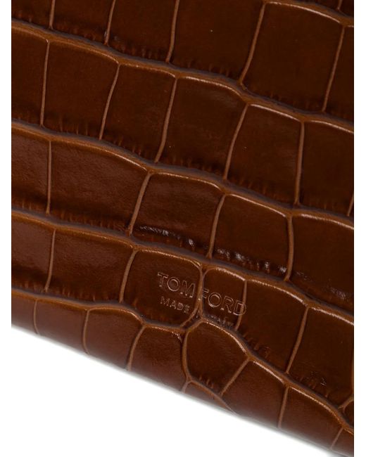 Bolso de mano con efecto de piel de cocodrilo Tom Ford de hombre de color Brown