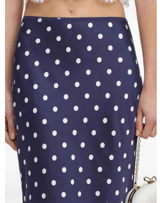 Self-Portrait Blue Polka-Dot Lace-Trim Skirt