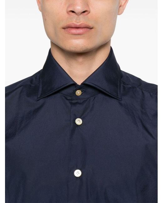 Kiton Blue Poplin Cotton Shirt for men