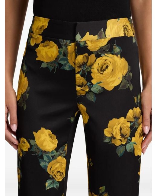 Alice + Olivia Black Livi Printed Floral Pants